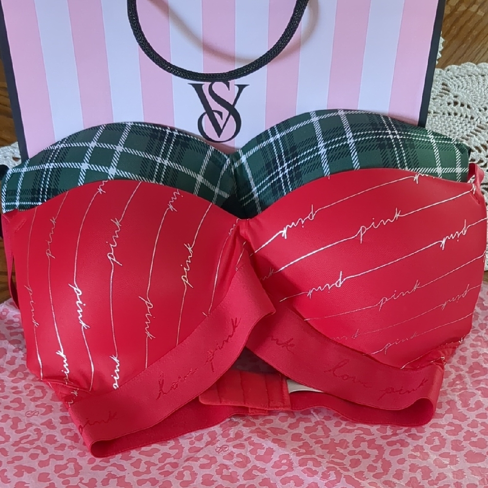 Victoria's Secret Pink Bundle Of Where Everywhere Wireless Push-up Bras 32D